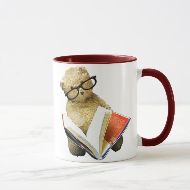 Hipster Reading Bear - tasse de café (Droite)