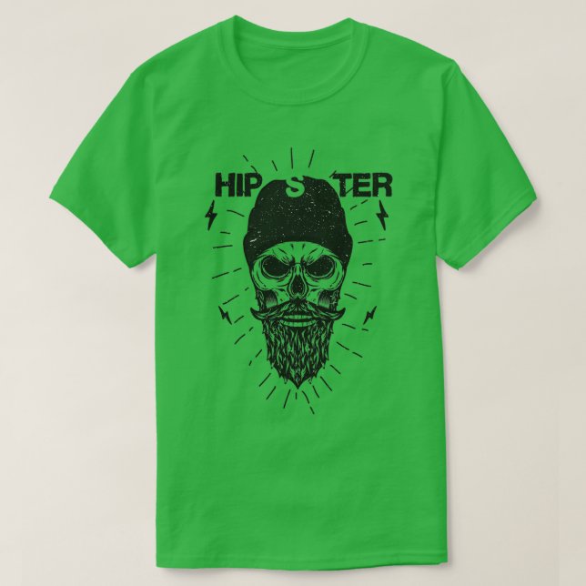 Hipster Skull Beanie and Beard Classic TShirt (Design devant)