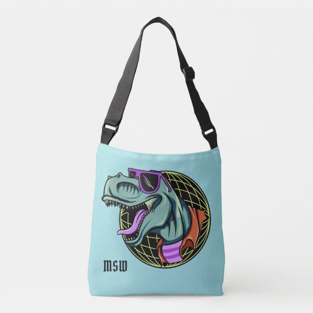 Hipster T-Rex monogramme personnalisé & sacs coule (Devant)