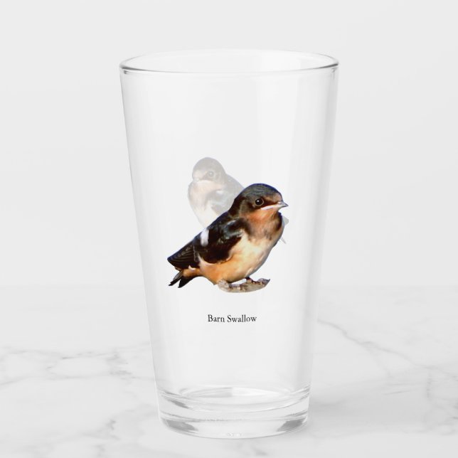 Hirondelle rustique buvant dans un verre (Devant)