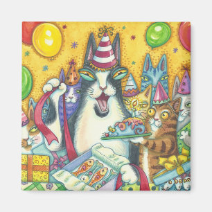 Hiss N'Fitz Cat BIRTHDAY MAGNET Carré *Personnalis