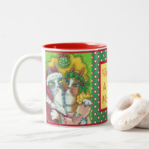 HISS N'FITZ KISSING CATS, PÈRE NOËL CLAWS XMAS MUG