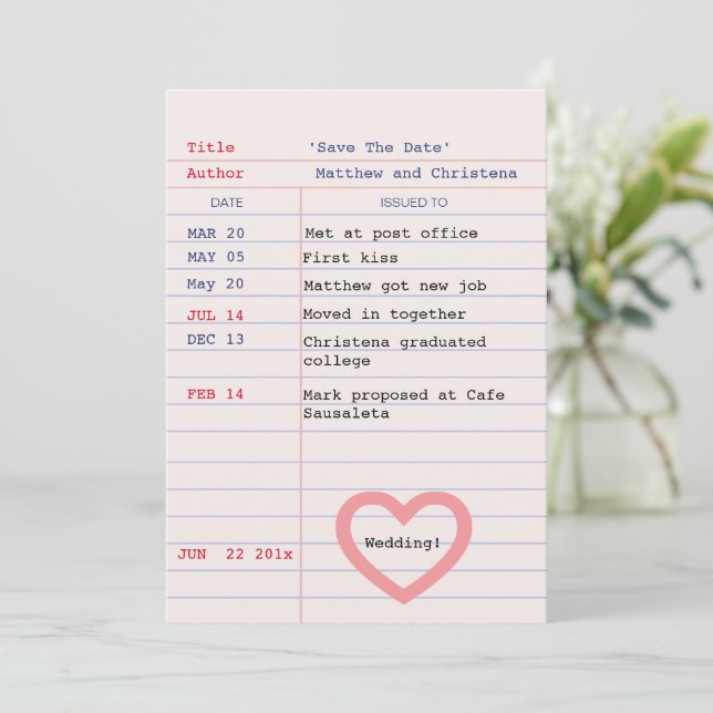 Histoire d'amour Date limite Carte de bibliothèque (Debout devant)