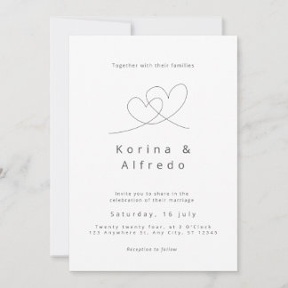 Histoire d'amour minimaliste Invitations de mariag