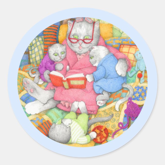 HISTOIRE DU LIT Petits Stickers Rond - Bleu (Devant)