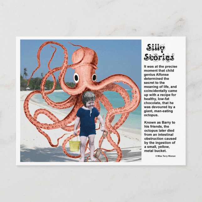 Histoires stupides : Carte postale de pieuvre mang (Devant)