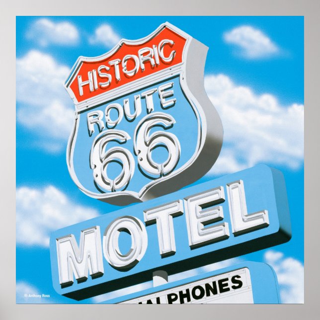Historic Route 66 Motel Poster (Devant)