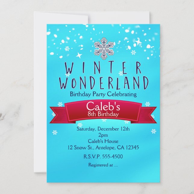 HITER WONDERLAND Red Ribbon Party Invitation (Devant)