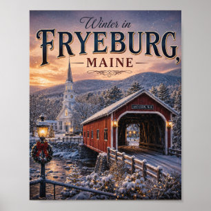Hiver à Fryeburg Maine Affiche de vacances vintage