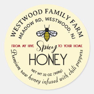 HIVER À LA MAISON Chaud Miel Étiquette Bee Spicy C