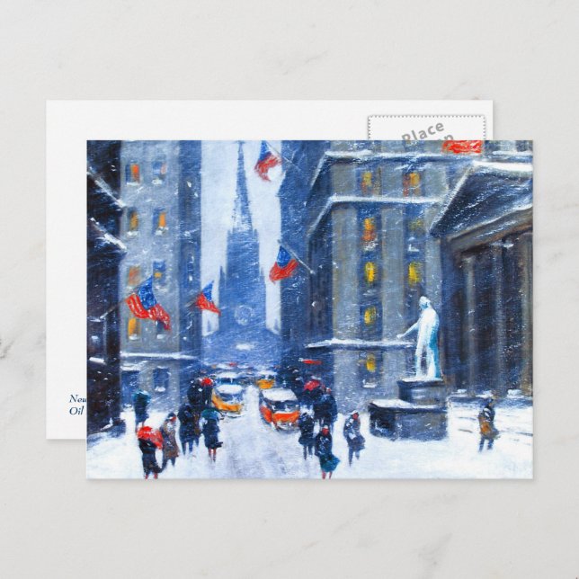Hiver à New York. Carte postale de Noël (Devant / Derrière)
