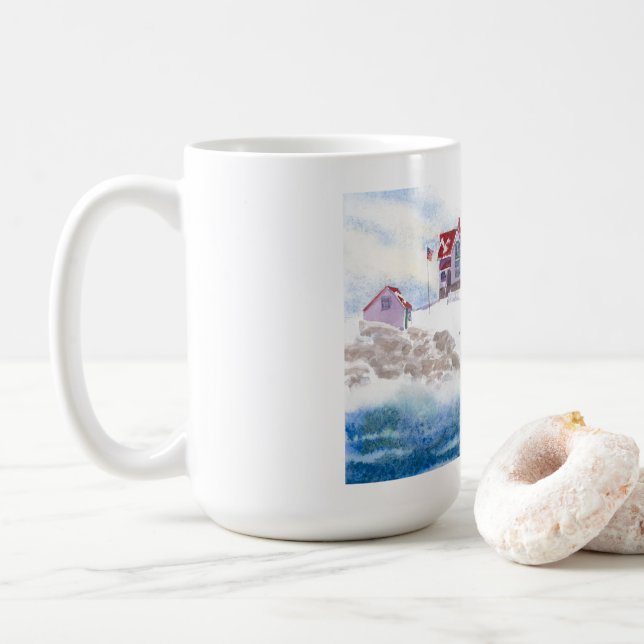 Hiver à Nubble LIghthouse Maine Mug (Avec donut)