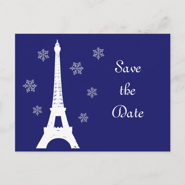 Hiver à Paris Carte postale "Save the Date" indigo (Devant)