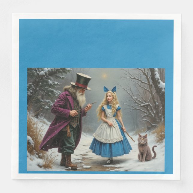 Hiver Alice bleu dîner serviettes en papier (Devant)