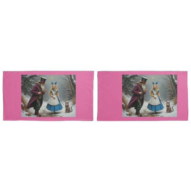 Hiver Alice rose roi taies d'oreiller paire (devant-Set)