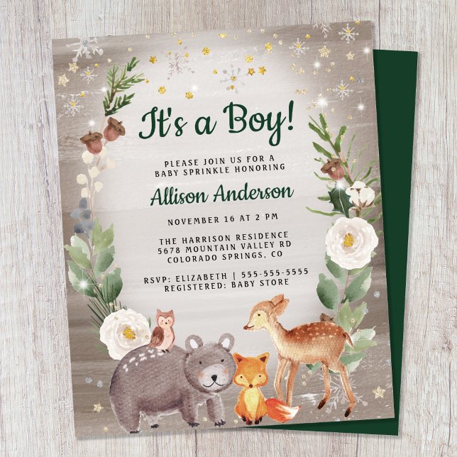 Hiver Animaux boisés Baby Sprinkle Invitation (Créateur téléchargé)