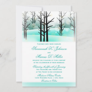 Hiver Aqua Bois Arbres Mariages Invitations