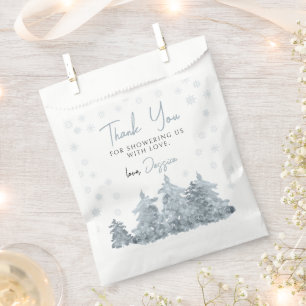 Hiver arbres neige baby shower merci pour les sacs