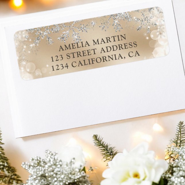 Hiver argent neige or baby shower étiquette (Winter silver snow gold baby shower label)