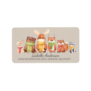 Hiver Baby shower des animaux de bois Étiquette de
