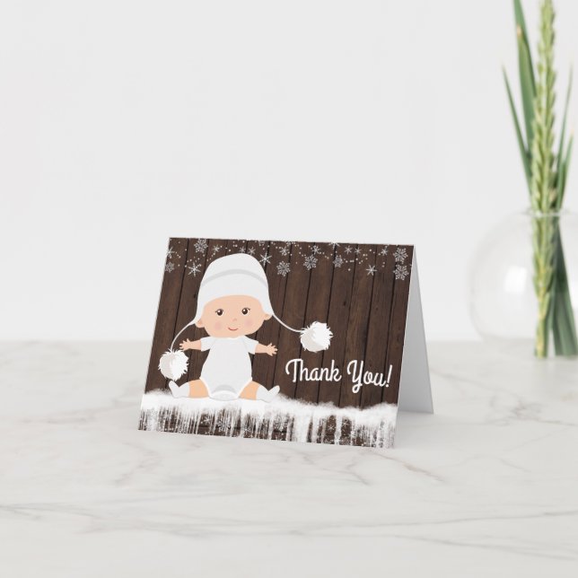 Hiver Baby shower Flocon de neige Merci Cartes (Devant)