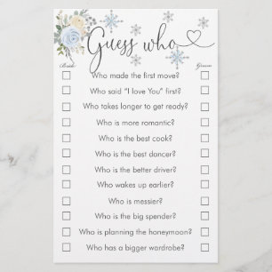 Hiver Blanc Floral Snowflake Devinez Qui Joue