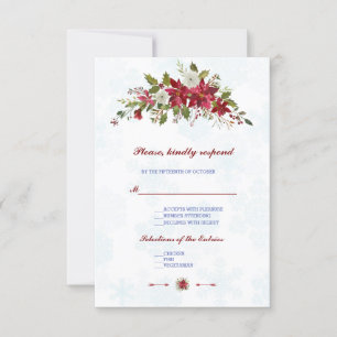 Hiver Blanc Poinsettia Snowflakes Mariage RSVP