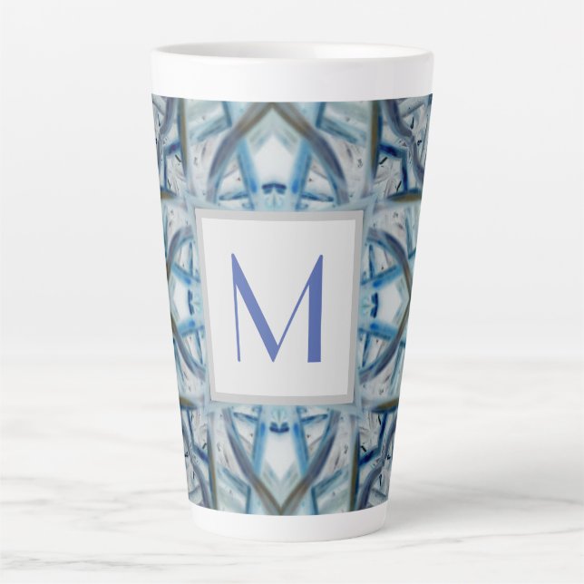 Hiver bleu cristal Motif Monogramme Mug (Devant)