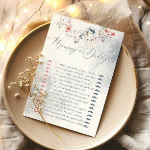Hiver bleu poussiéreux jeu de baby shower maman ou