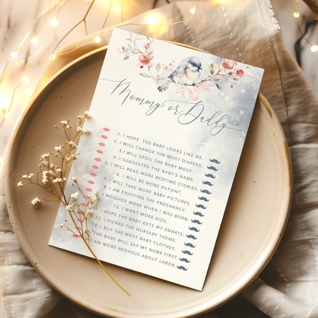 Hiver bleu poussiéreux jeu de baby shower maman ou (Créateur téléchargé)