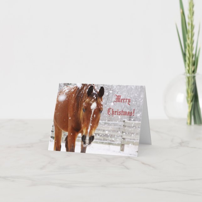 Hiver Blizzard Horse Carte de voeux Noël (Devant)