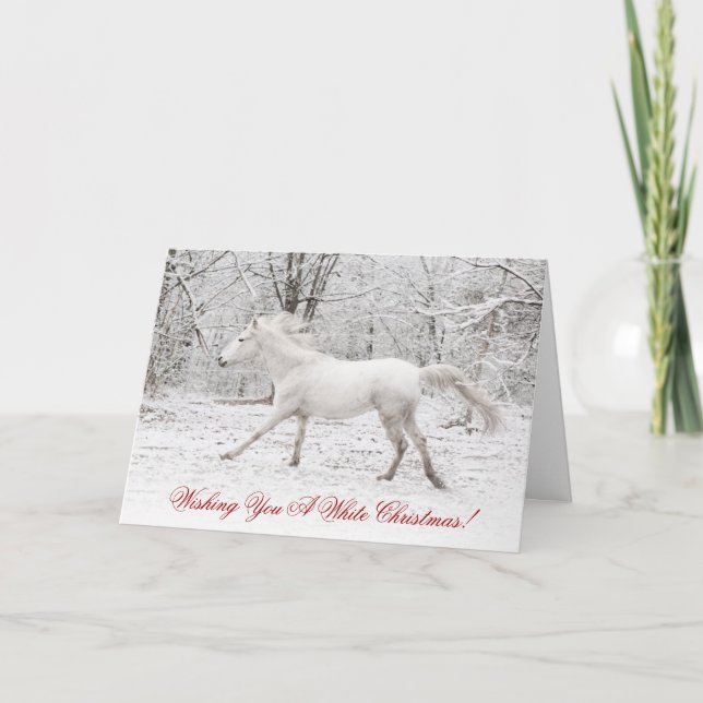Hiver Blizzard Horse Carte de voeux Noël (Devant)