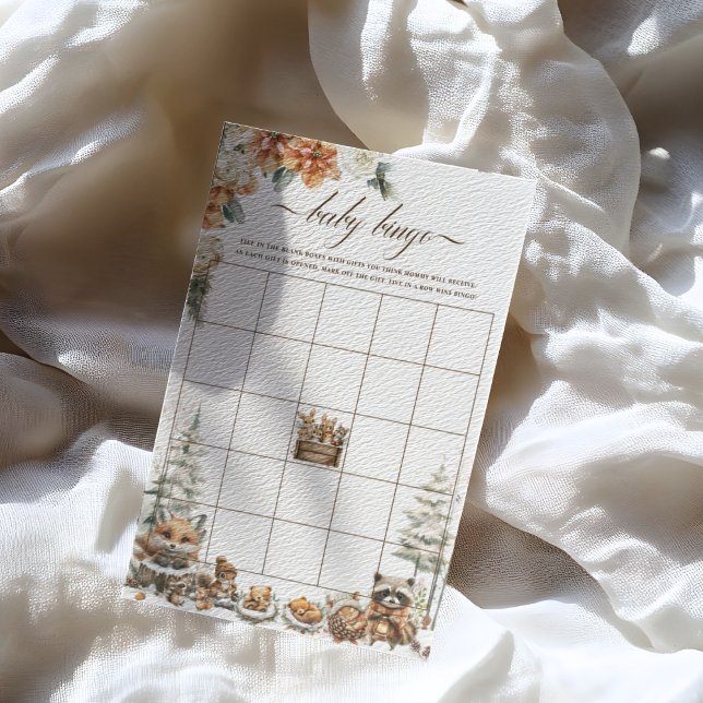 Hiver Bois Animaux Baby shower Bingo Jeu (Créateur téléchargé)
