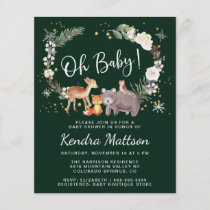 Hiver Bois Animaux Baby shower d'aquarelle