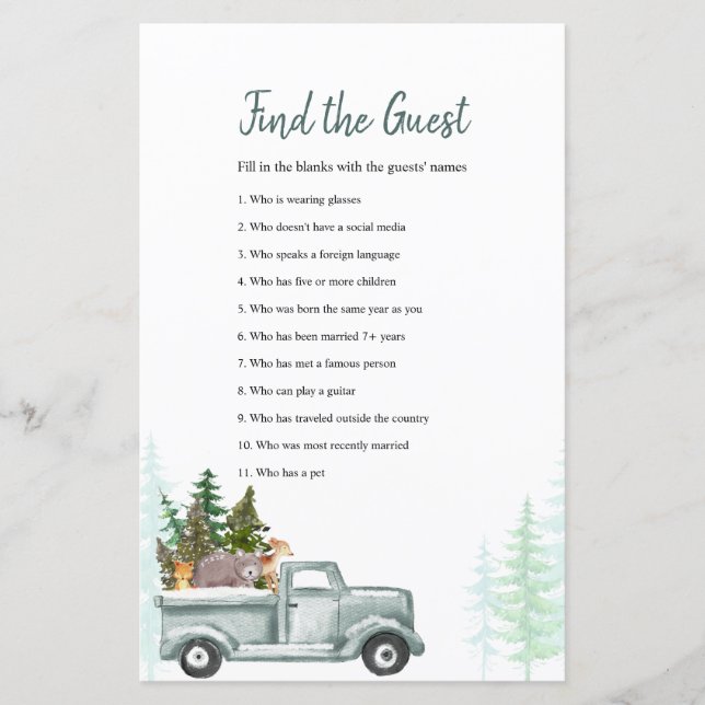 Hiver Bois Animaux Trouvez le jeu Invité (Devant)