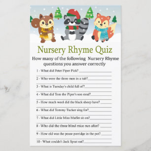 hiver boisé animal Nursery Rhyme Quiz jeu