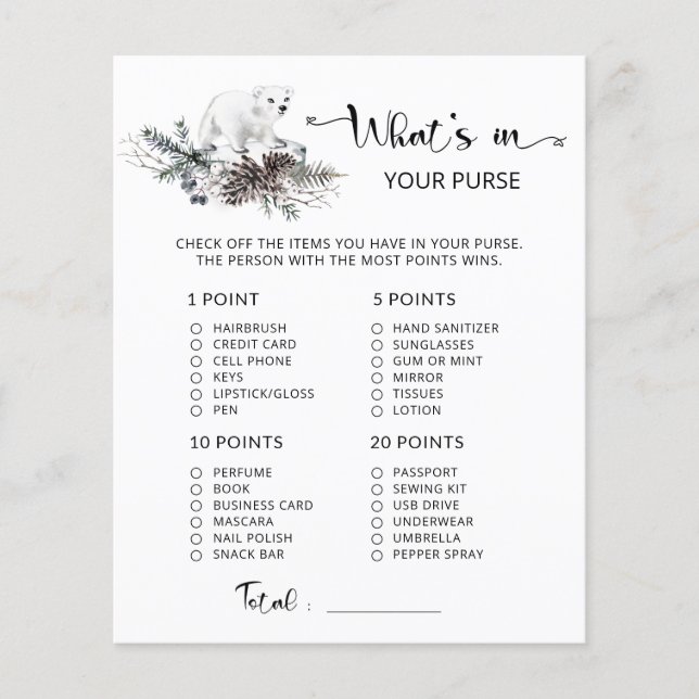 Hiver Ce qui est dans votre jeu de baby shower à s (Devant)