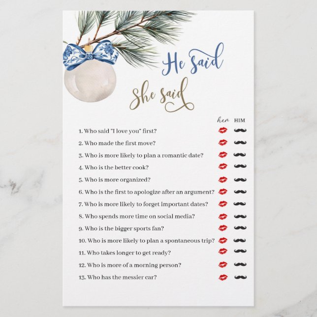 Hiver Chinoiserie Bow Il A Dit Qu'Elle A Dit Jeu (Devant)