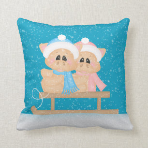 hiver Cochons saisonniers Vacances Jeter oreiller