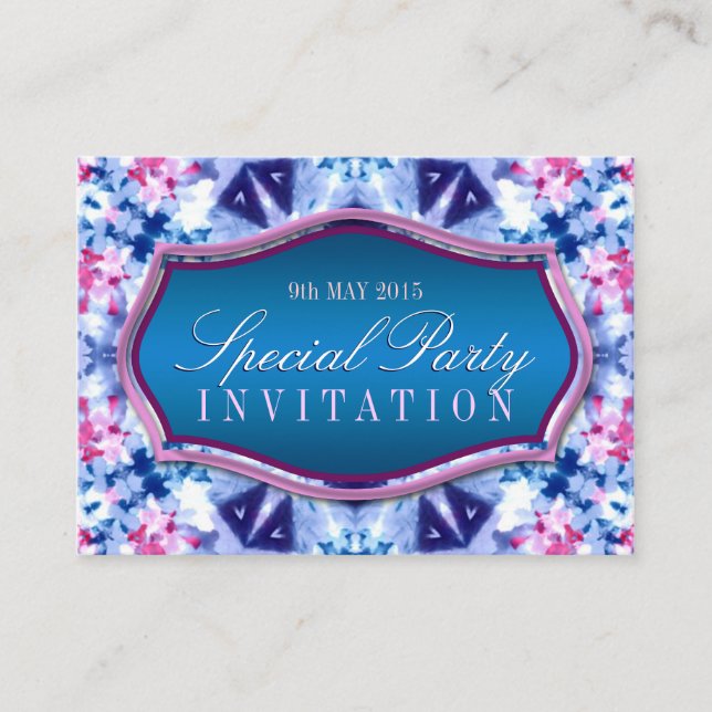 Hiver Crystal Blue+Pink Mini Invitations (Devant)