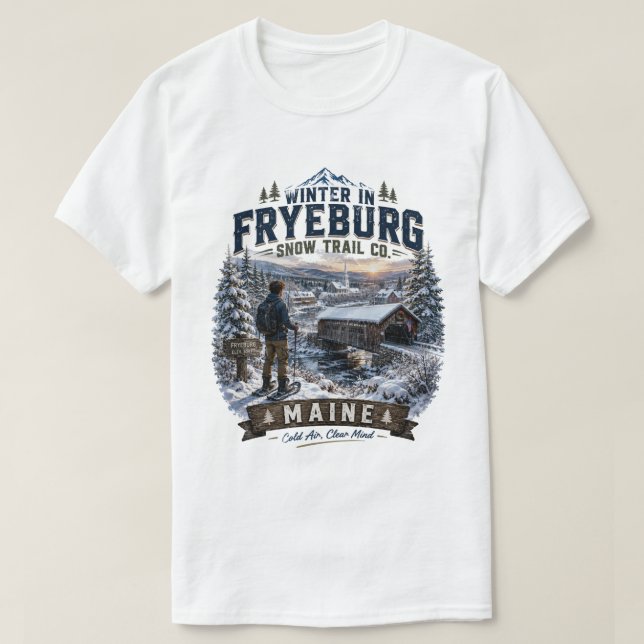 Hiver dans Fryeburg Snow Trail Co. T-Shirt pour ad (Design devant)