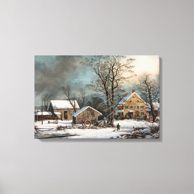 Hiver dans le pays, froid Matin enveloppé toile (Recto)
