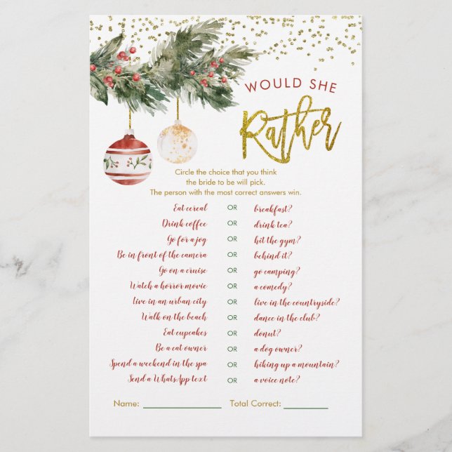 Hiver Deck les Halls nuptiale elle préfère (Devant)