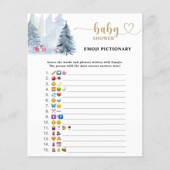 Hiver Emoji jeu photo baby shower (Devant)