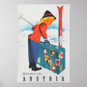 Hiver en Autriche Poster vintage
