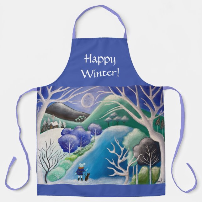 Hiver en bleu tout-dessus Imprimer Tablier (Recto)