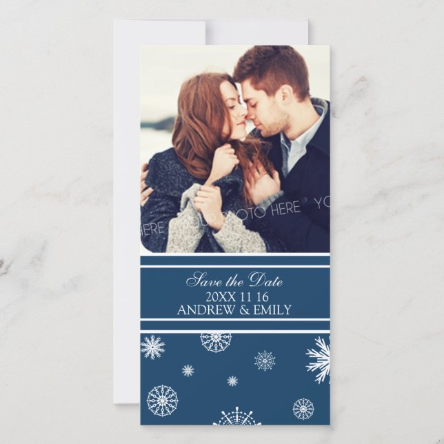 Hiver Enregistrer la date Mariage Cartes photos Bl (Devant)