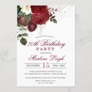 Hiver Fête Florale Invitation Anniversaire