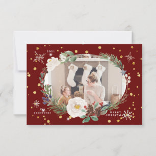 hiver fleurie wreath photo joyeuse carte de vacanc