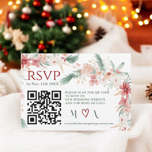 Hiver Floral Aquarelle Mariage RSVP QR Code